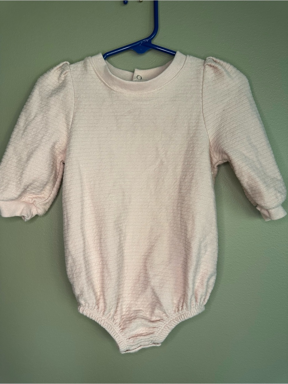Classic Puff Sleeve One-Piece Bodysuit in Soft Pink